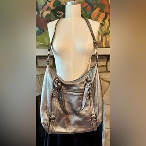 Coach Silver Metallic crossbody and shoulder bag in leather.